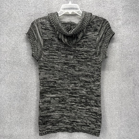 Agua Knit Cardigan Sweater womens size Large L Gray Short Sleeve Button collared - Picture 2 of 13